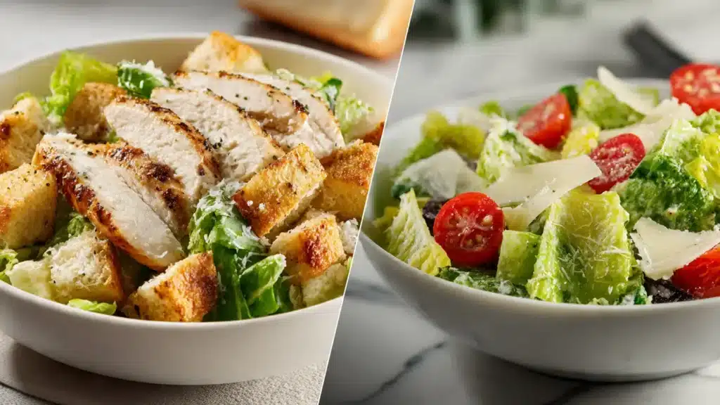 Classic vs vegetarian caesar salads