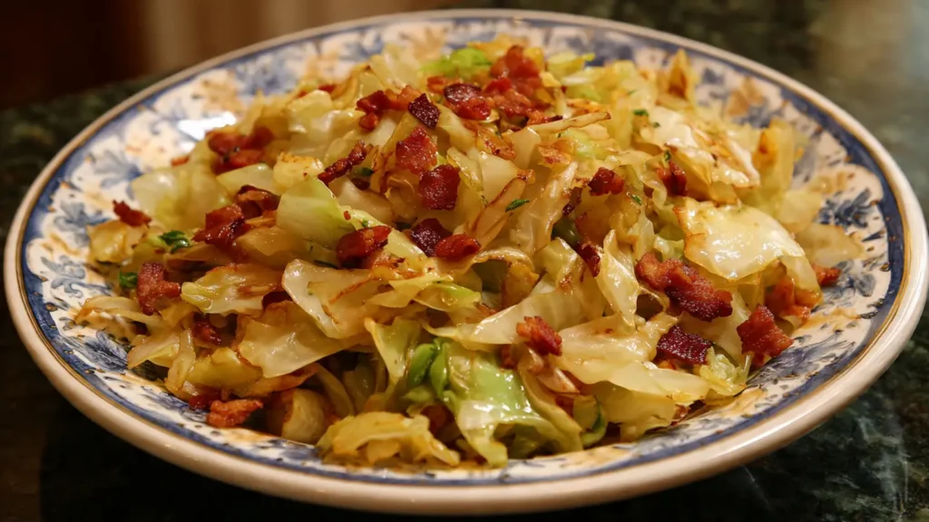 Plate of fried cabbage on a plate