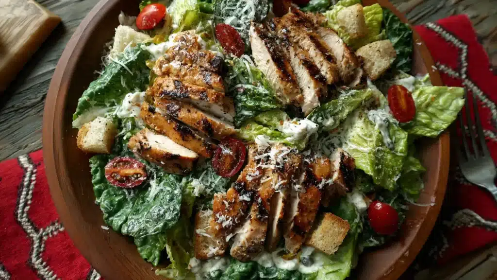 Assembling the Grilled Chicken Caesar Salad