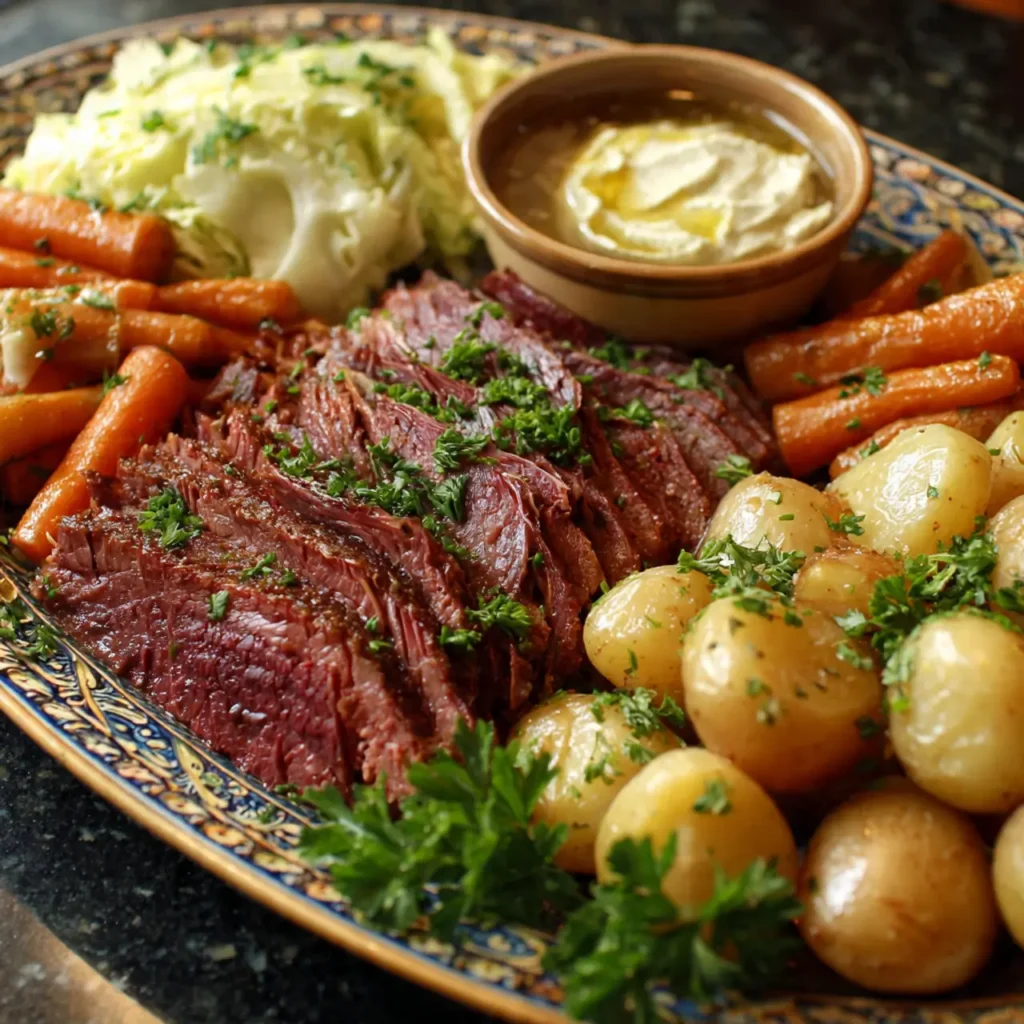 corned beef is tender and the vegetables are cooked