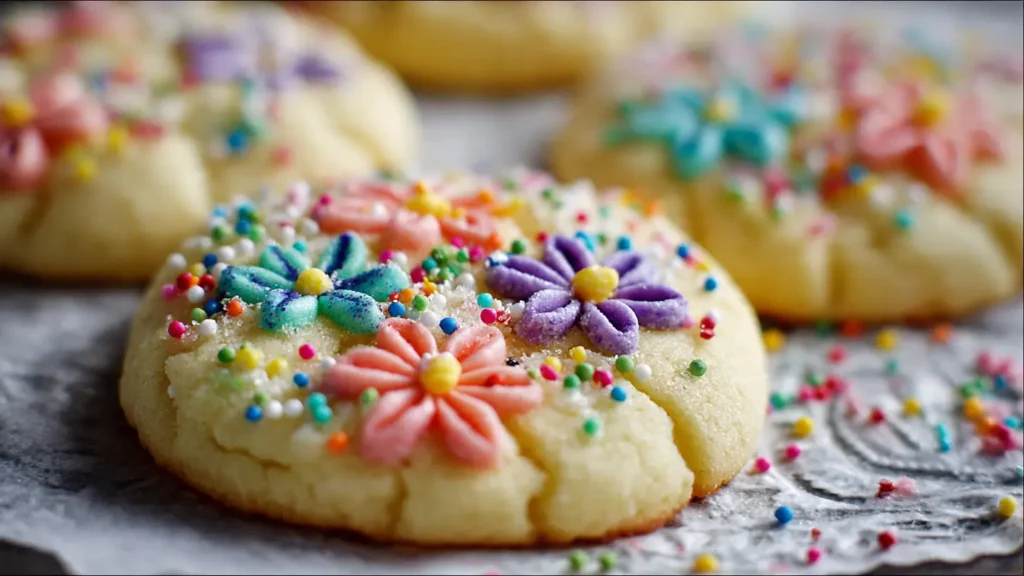 Soft chewy spring sugar cookies