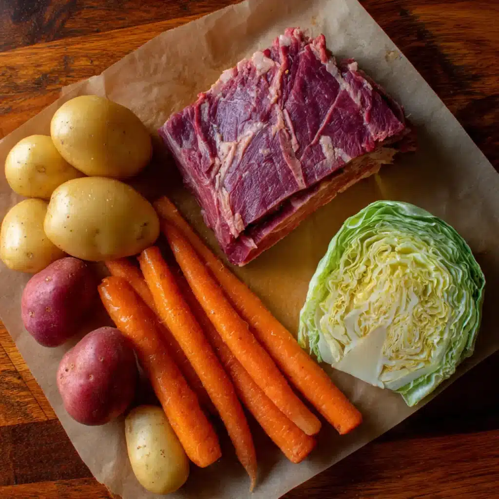 prepare your corned beef and vegetables.