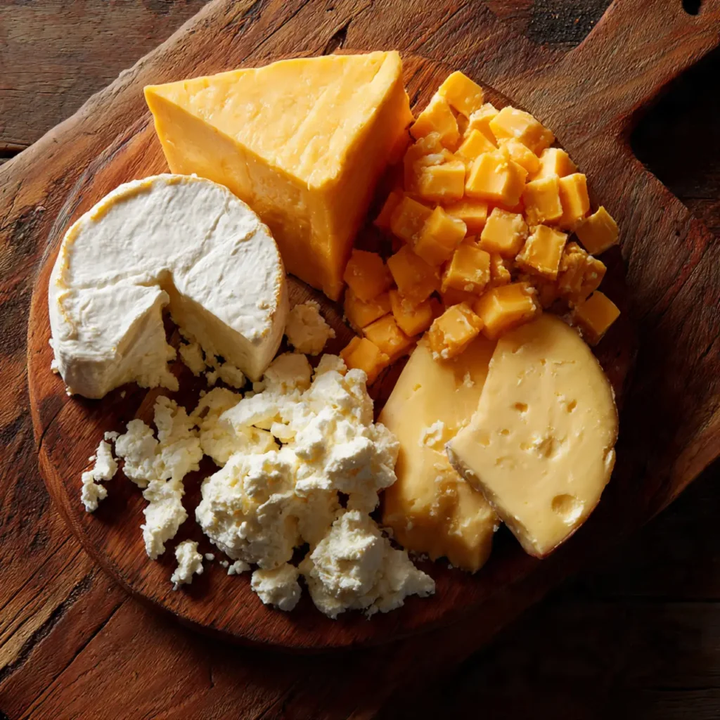 Fresh spinach and cheeses close-up
