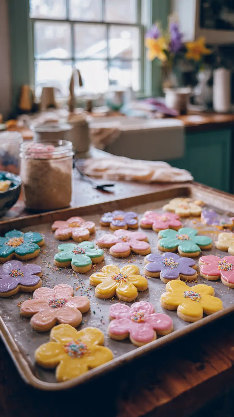 Colorful spring flower cookies recipe