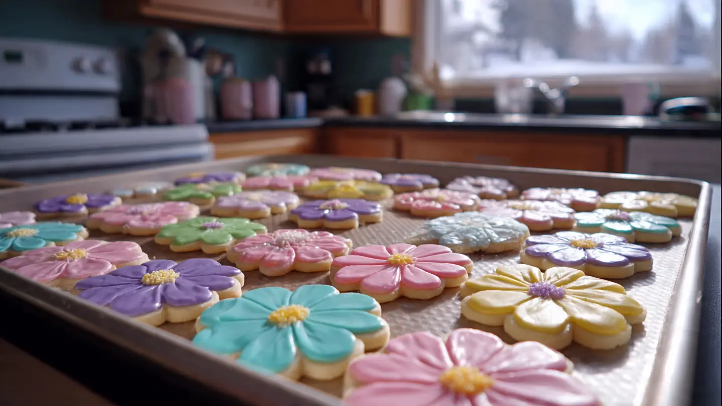 Baked Colorful Spring Flower Sugar Cookies