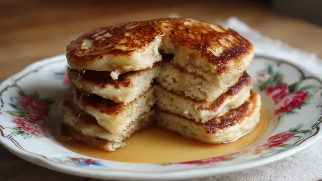 Stack of fluffy sourdough pancakes