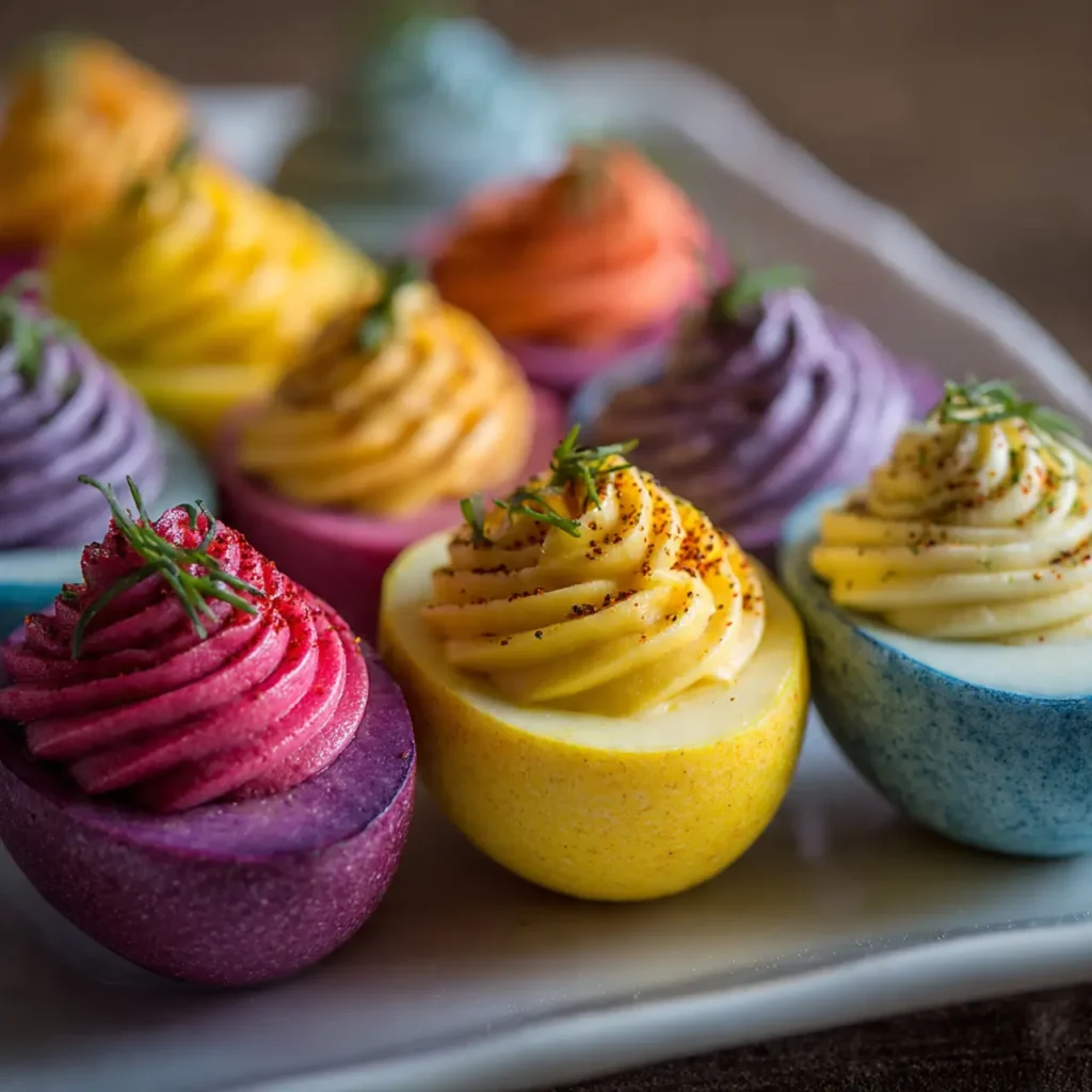 Naturally Dyed Colorful Deviled Eggs