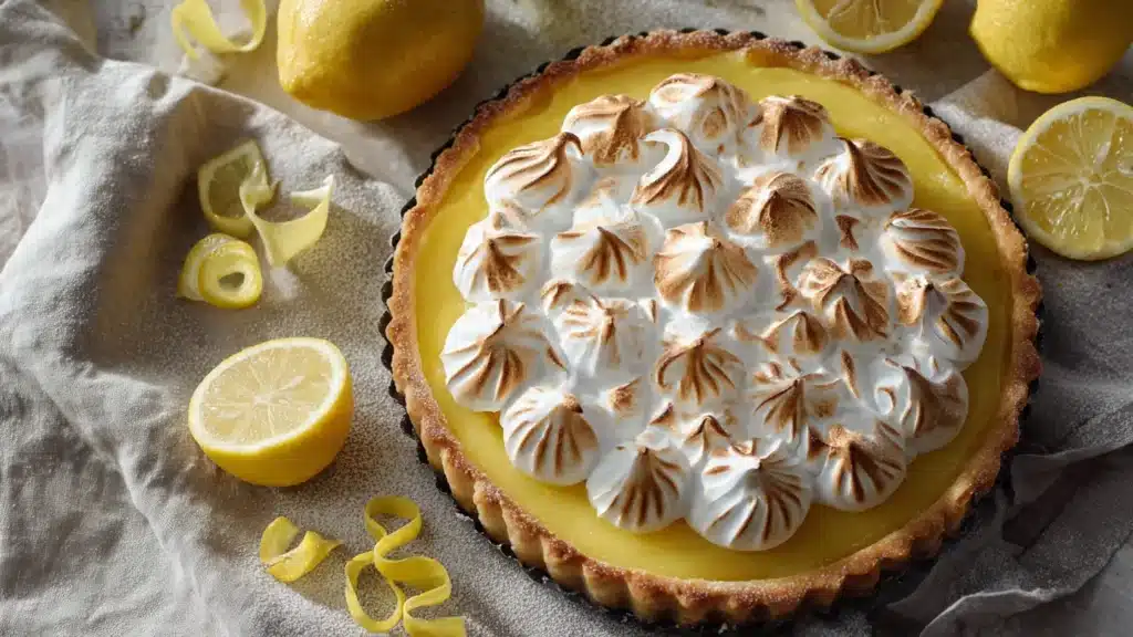 classic lemon tart with garnish