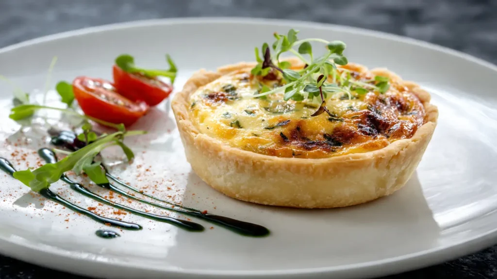 Mini quiche on elegant plate