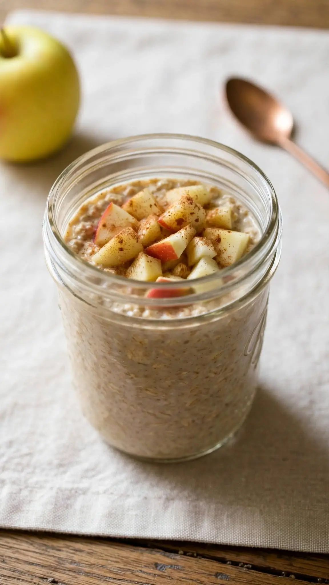 Apple Cinnamon Oats in a transparant jar