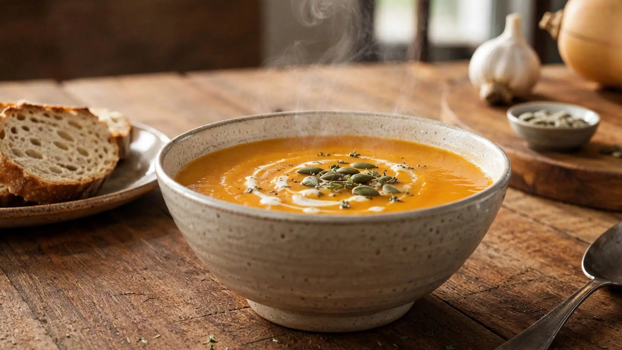 Roasted Butternut Squash Soup on bowl