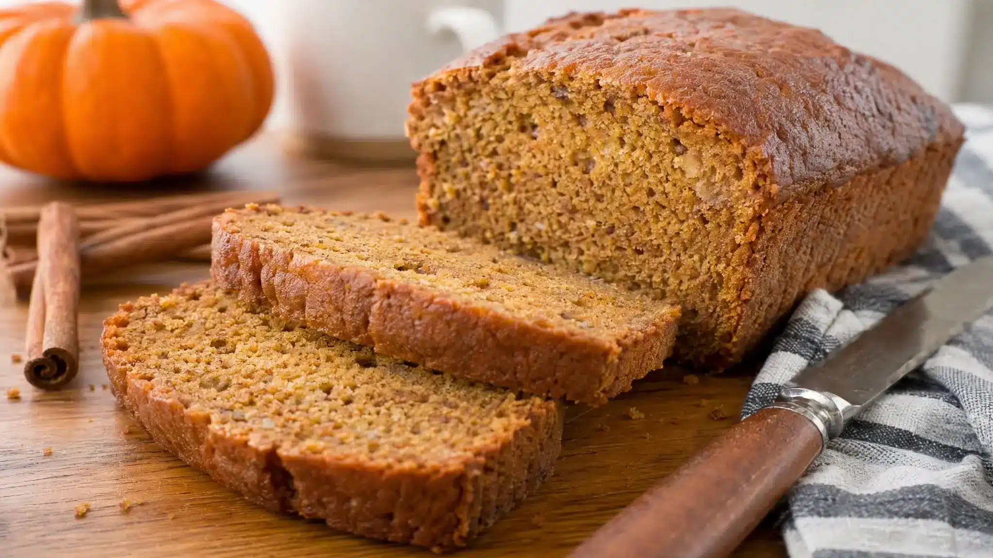 sliced pumpkin spice banana bread
