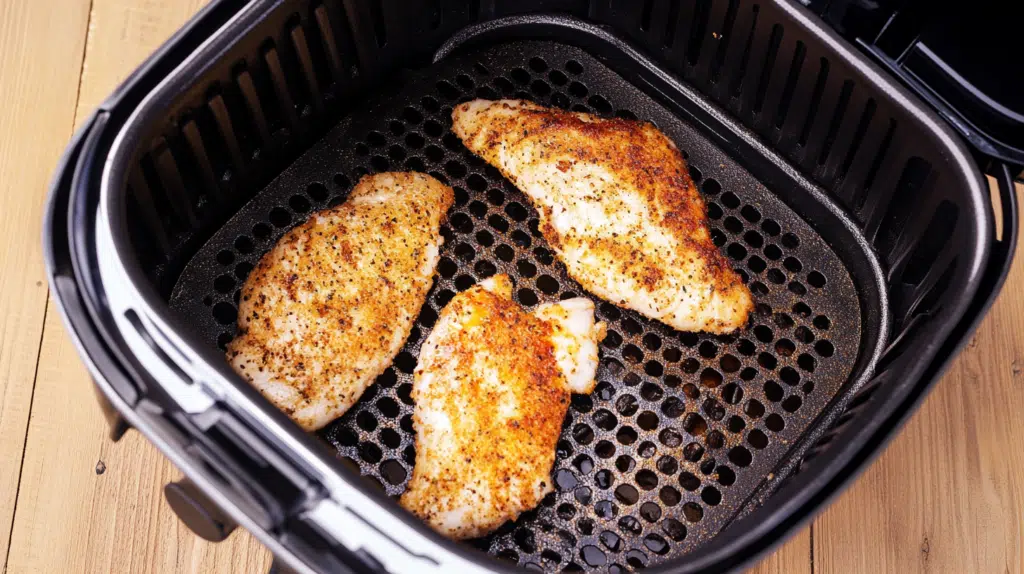 chicken cutlet seasoned in air fryer air frying