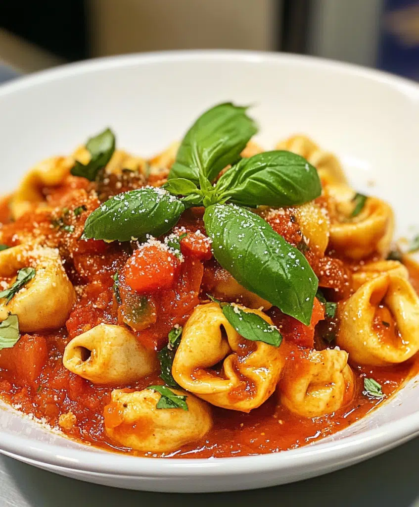 Tortellini italian dish with sauce