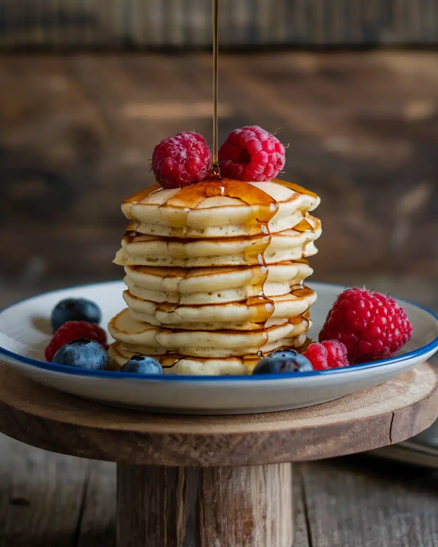 mini pancake boards syrup cherry blueberry