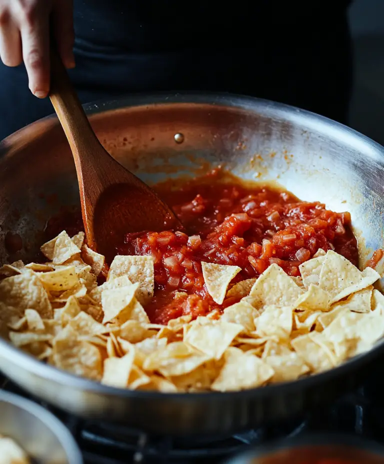 Chilaquiles tortillas and salsa