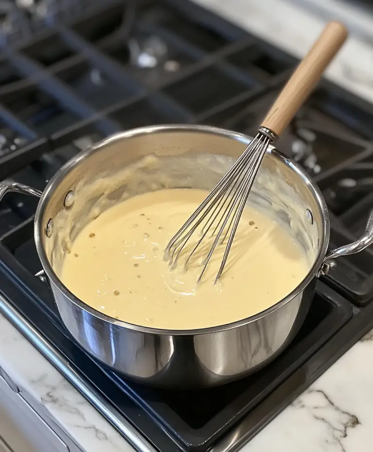 making cheese sauce for macaroni