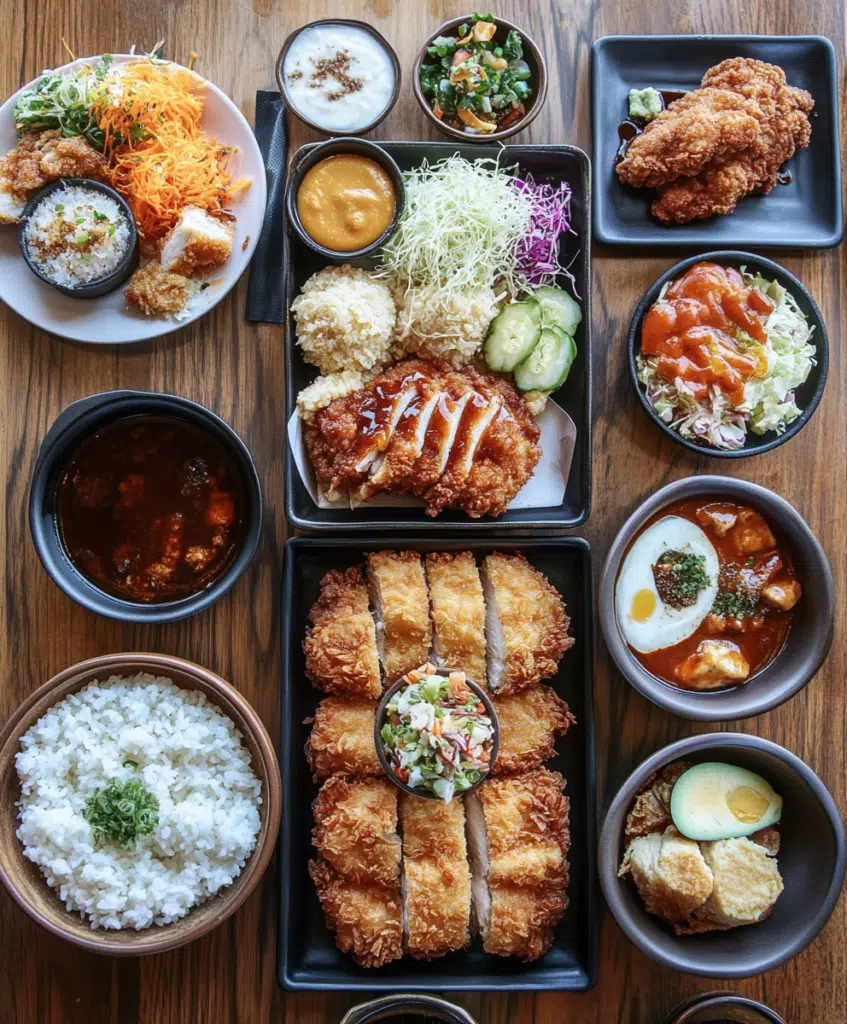 chicken katsu and  fried chicken