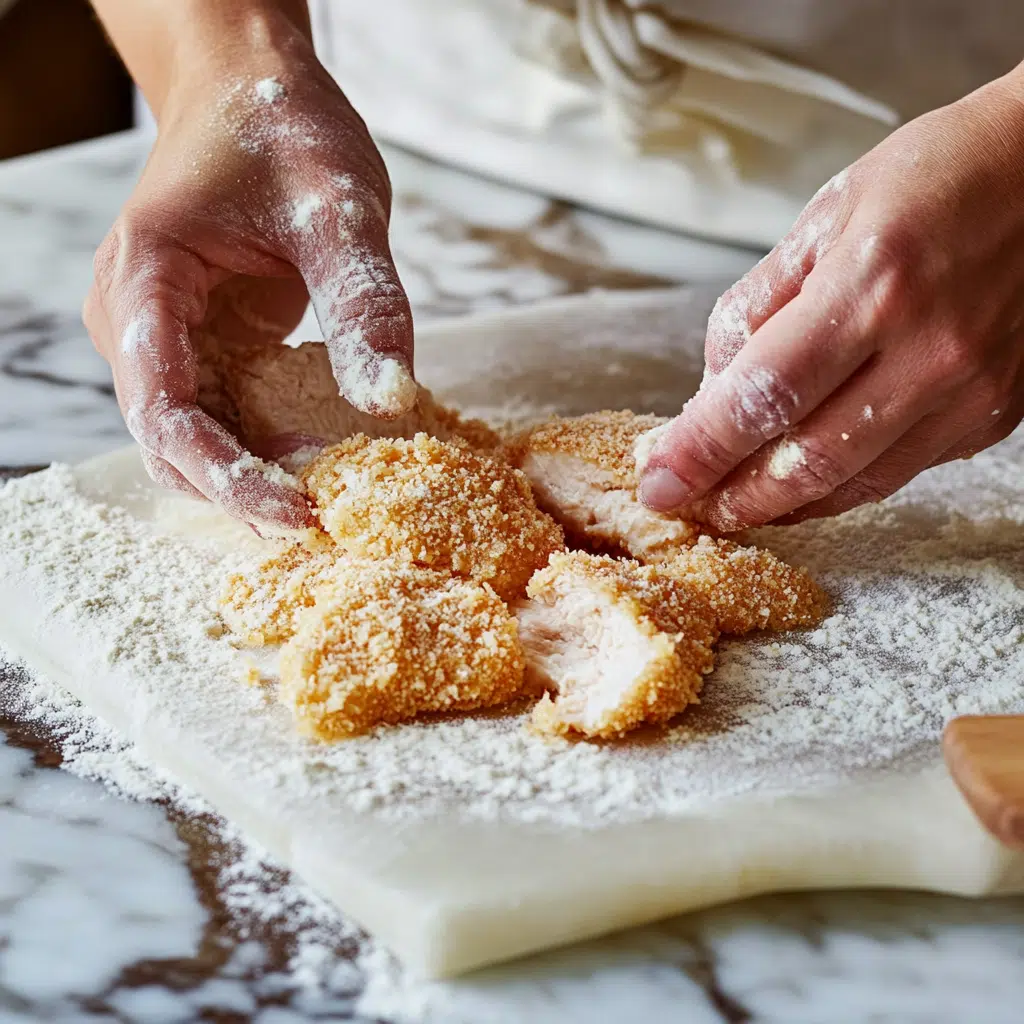 coating chicken katsu flouring