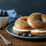 Freshly baked blueberry bagels