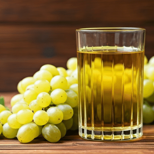 Glass of refreshing white grape juice