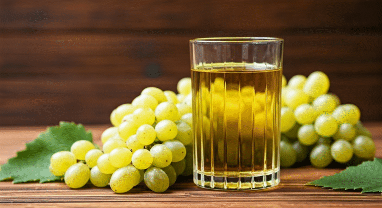 Glass of refreshing white grape juice
