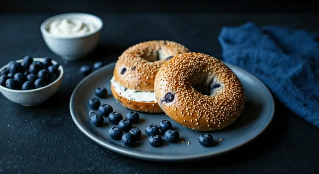 blueberry bagels with cream